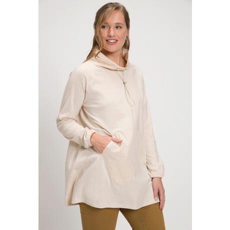 Ulla Popken  Longshirt, Stehkragen, Zipfelsaum, Langarm, Biobaumwolle 