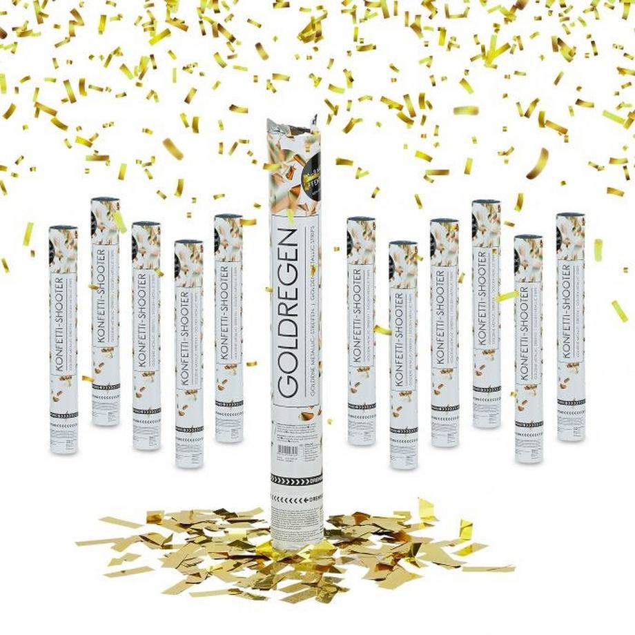 B2X  12er Set Party Poppers „Goldener Regen“ 40 cm 
