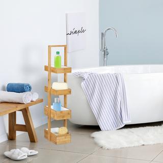 B2X Étagère de salle de bain en bambou à 4 compartiments  