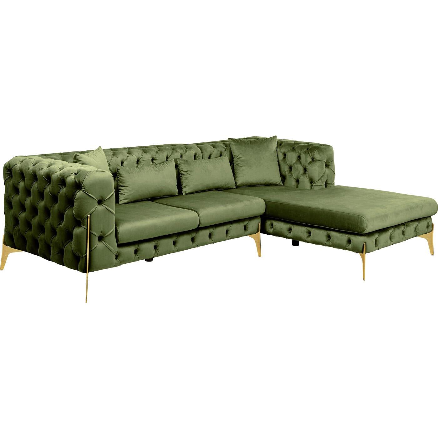 KARE Design Divano angolare Bellissima Velvet verde destra  