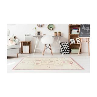 Vente-unique  Kinderteppich - Polypropylen - 100 x 150 cm - Beige & Rosa - FUNNY 