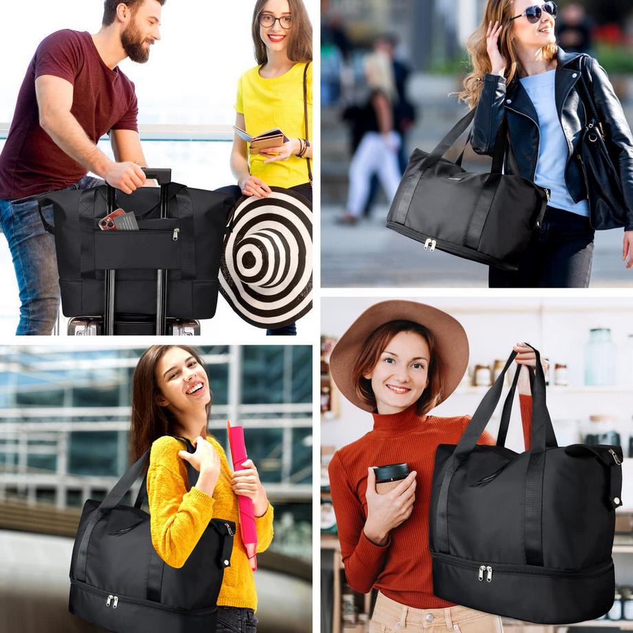 Only-bags.store Faltbare Reisetasche mit Schuhfach und Nassfach  