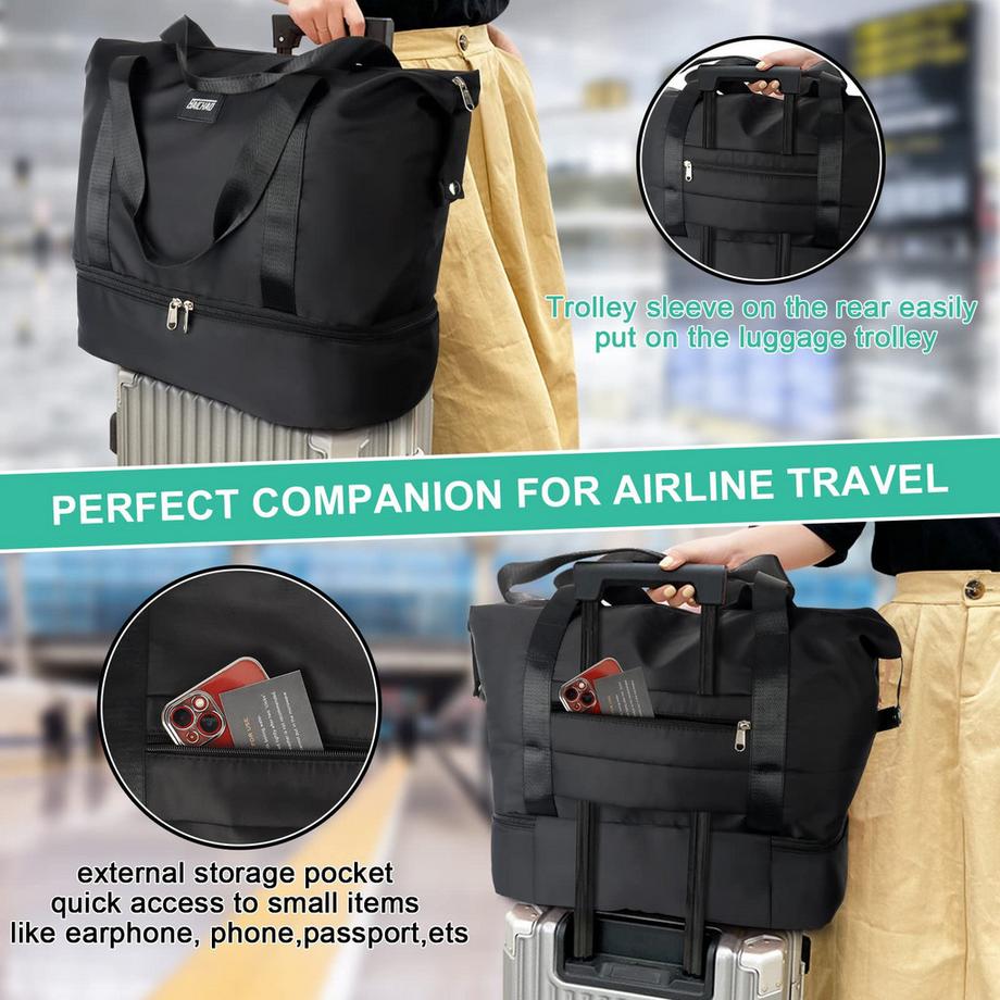 Only-bags.store Faltbare Reisetasche mit Schuhfach und Nassfach  