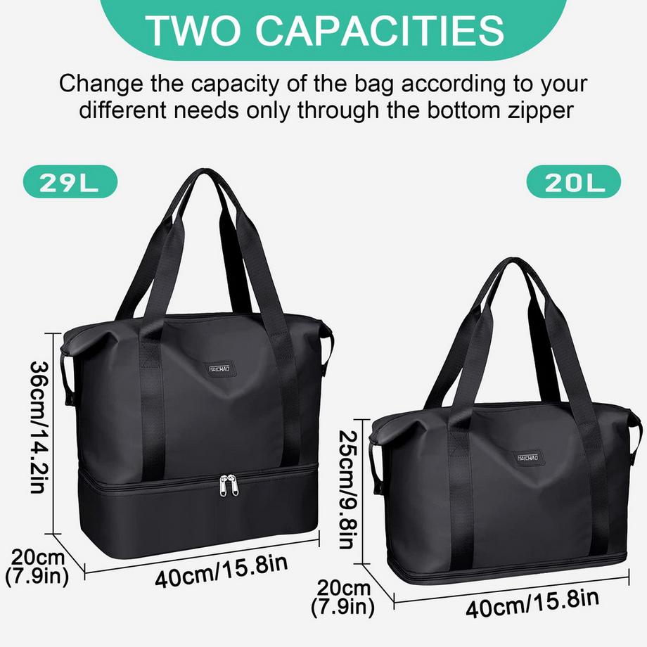 Only-bags.store Faltbare Reisetasche mit Schuhfach und Nassfach  