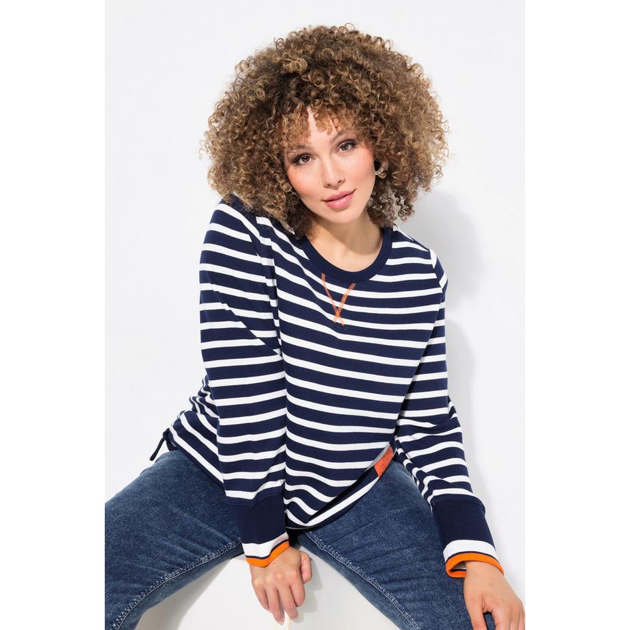 Ulla Popken Ringel Tunnelzug Rundhals Langarm Sweatshirt  