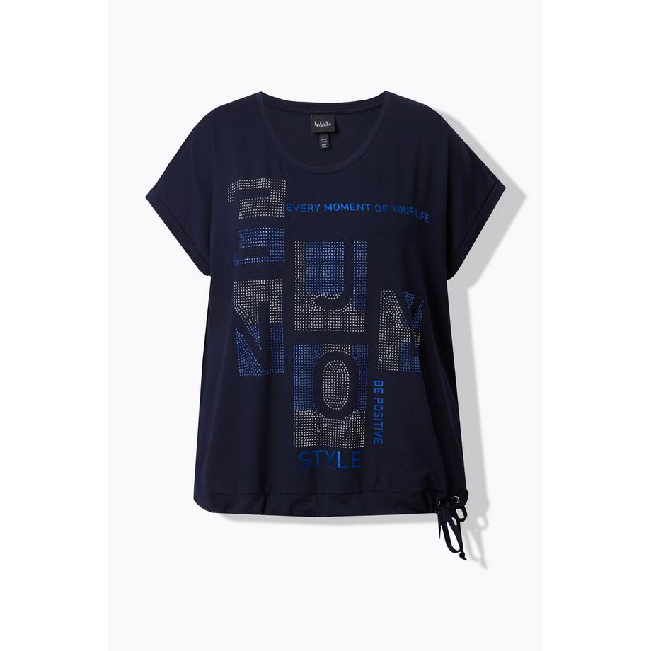 Ulla Popken T-shirt Oversize Girocollo Mezza Manica con Laccetto sull'Orlo  