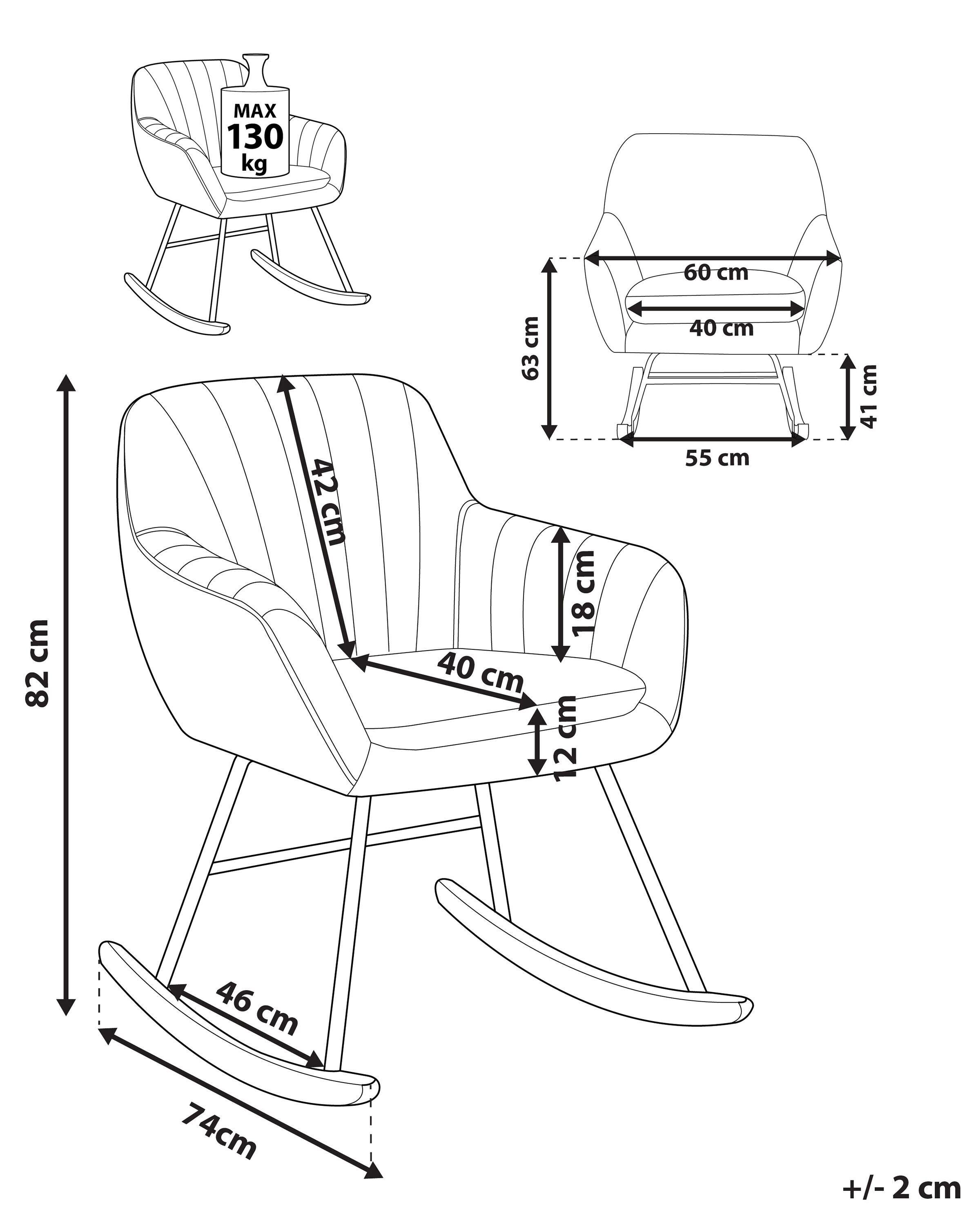 Beliani Fauteuil à bascule en Velours Moderne LIARUM  