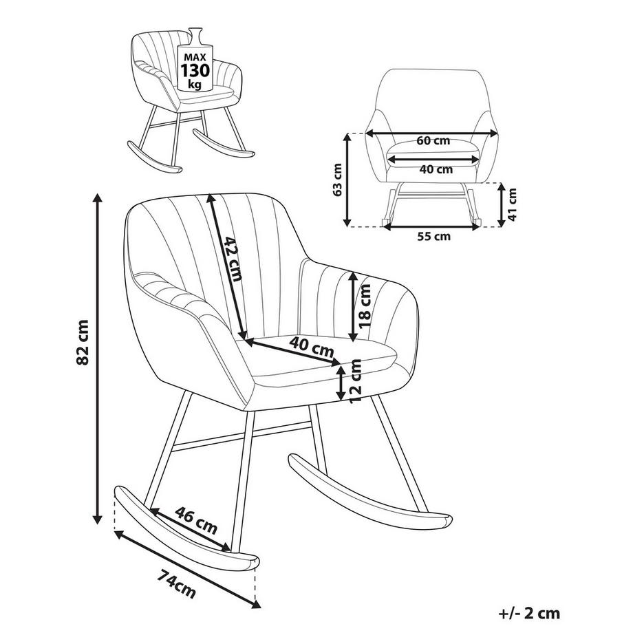 Beliani Fauteuil à bascule en Velours Moderne LIARUM  