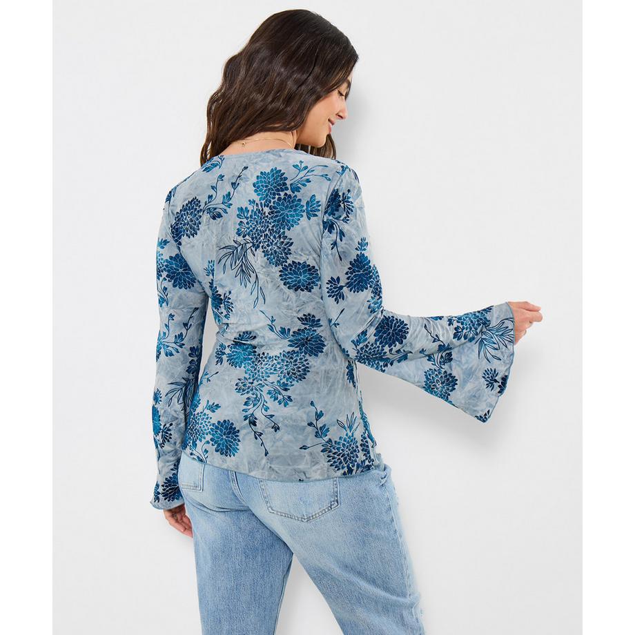 Joe Browns Dévoré Oberteil mit Blumenmuster und Bindeband  