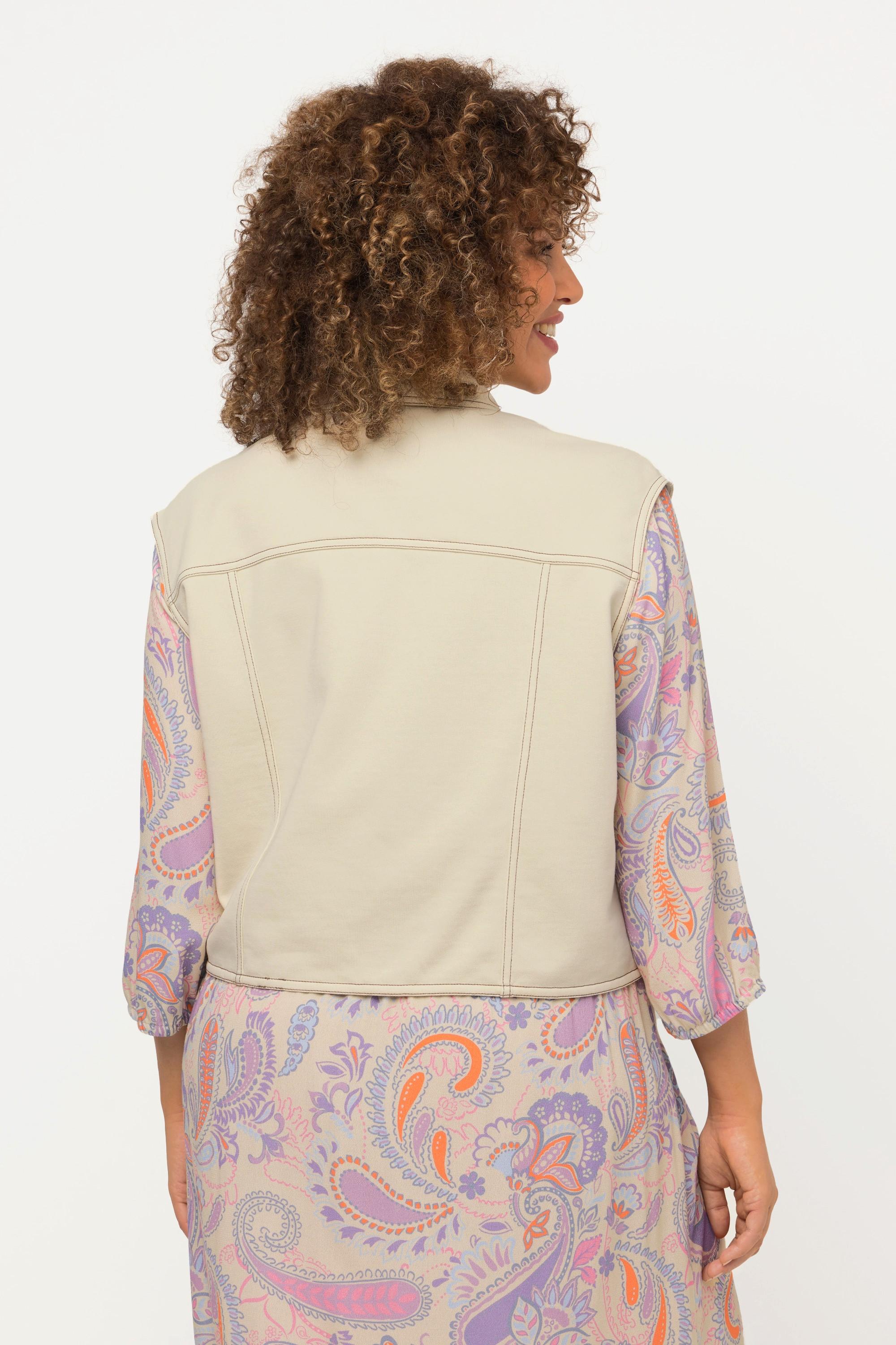 Ulla Popken Gilet en molleton oversize sans manches avec col chemise  