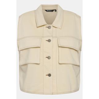 Ulla Popken Gilet en molleton oversize sans manches avec col chemise  