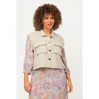 Ulla Popken Gilet en molleton oversize sans manches avec col chemise  