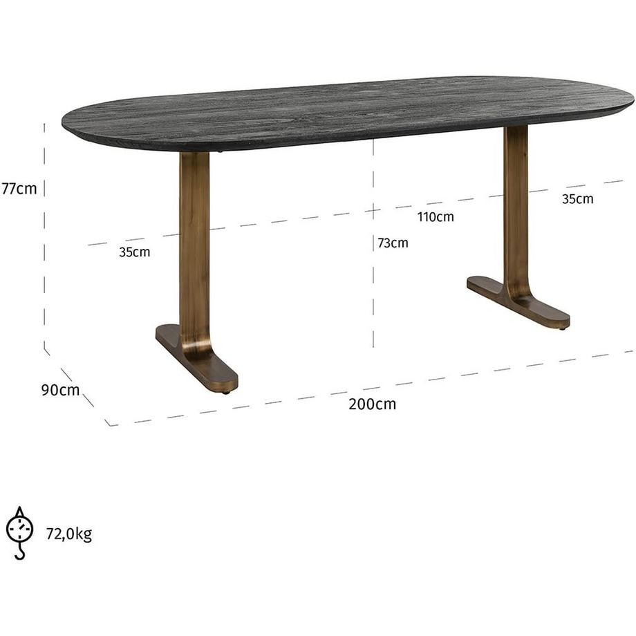 mutoni Tavolo da pranzo Revelin in legno di mango 200x90  
