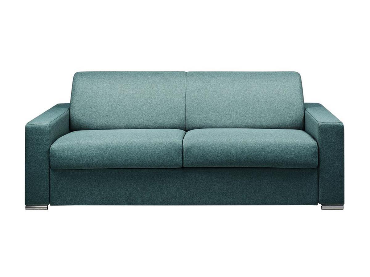 LINEA SOFA Canapé 4 places convertible express en tissu bleu - Couchage lattes larges 160 cm - Matelas 22 cm avec mémoire de forme CALITO  