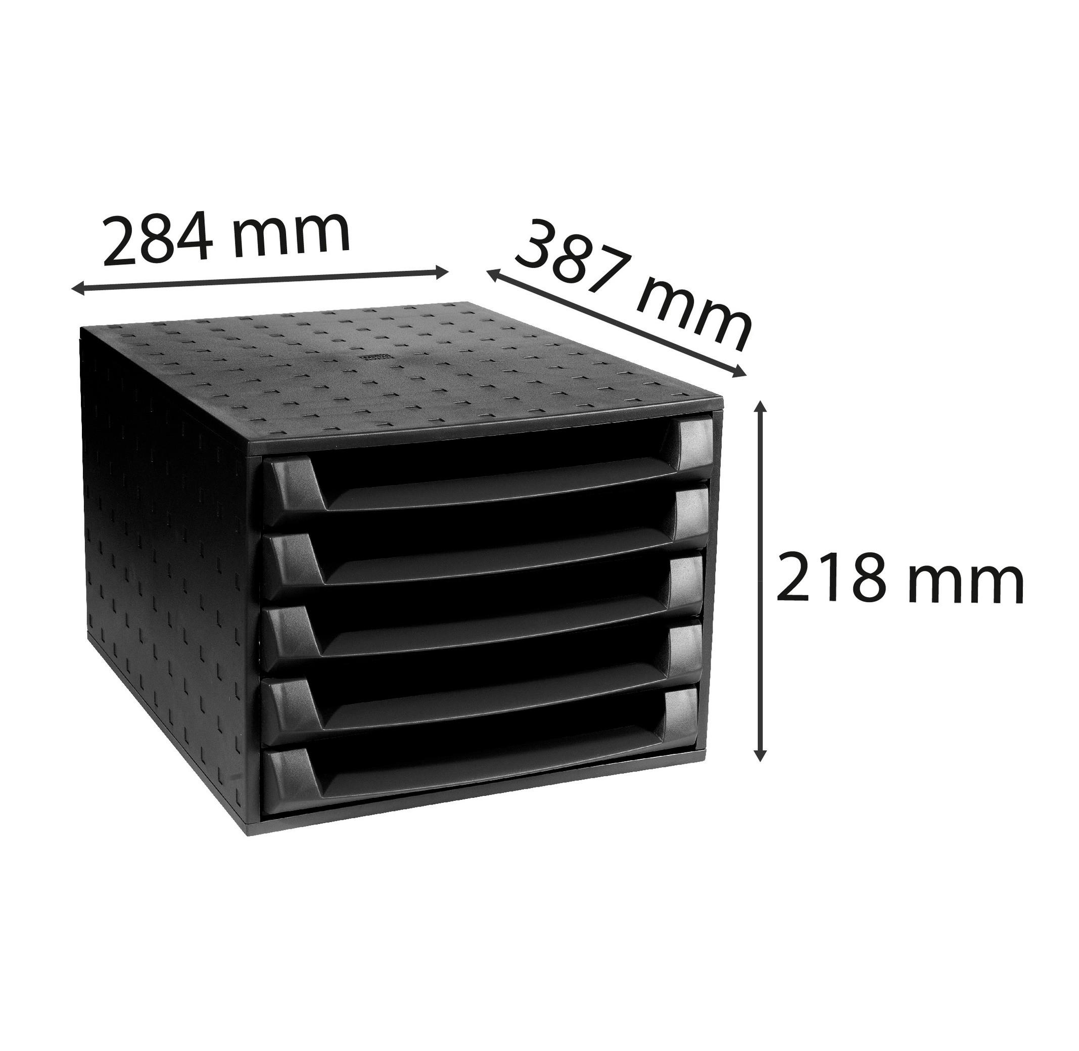 Exacompta Schubladenbox THE BOX, 5 offene Schubladen, EcoBlack  