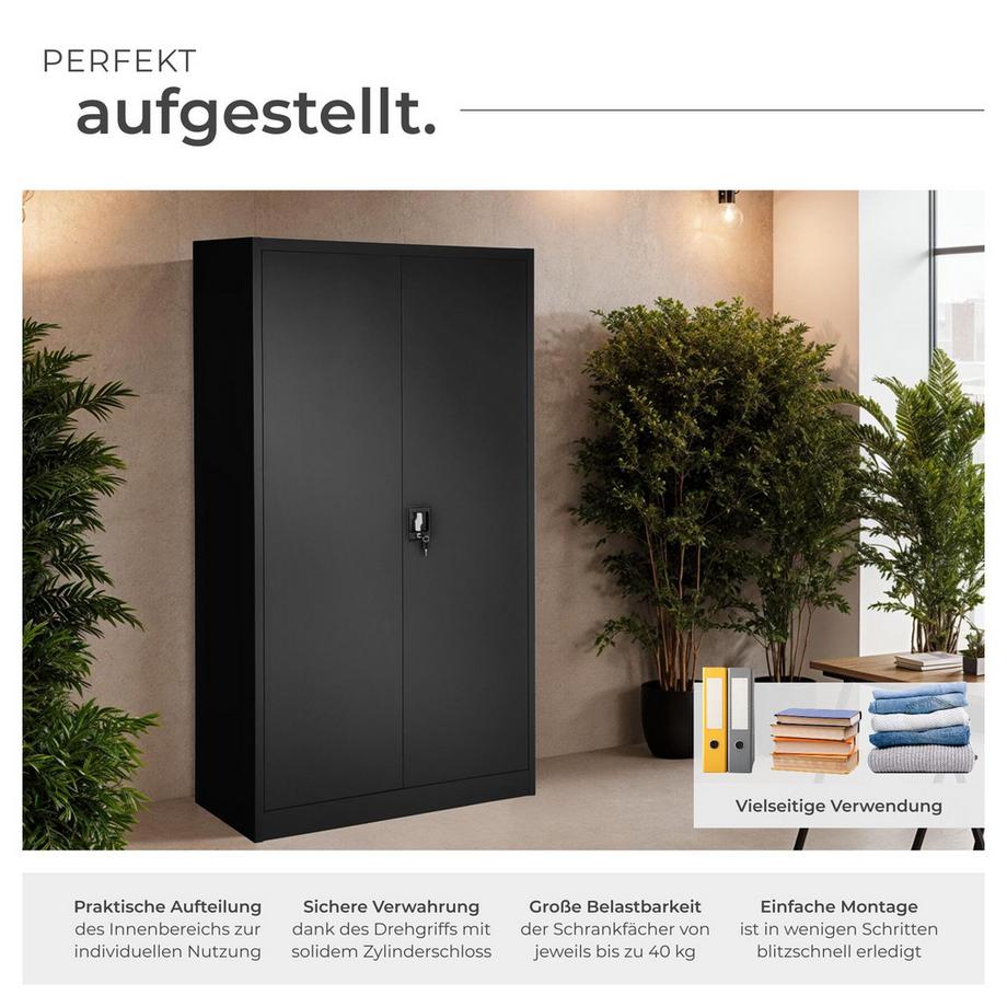 Tectake Spind  aus pulverbeschichtetem Stahl mit 2 Flügeltüren  