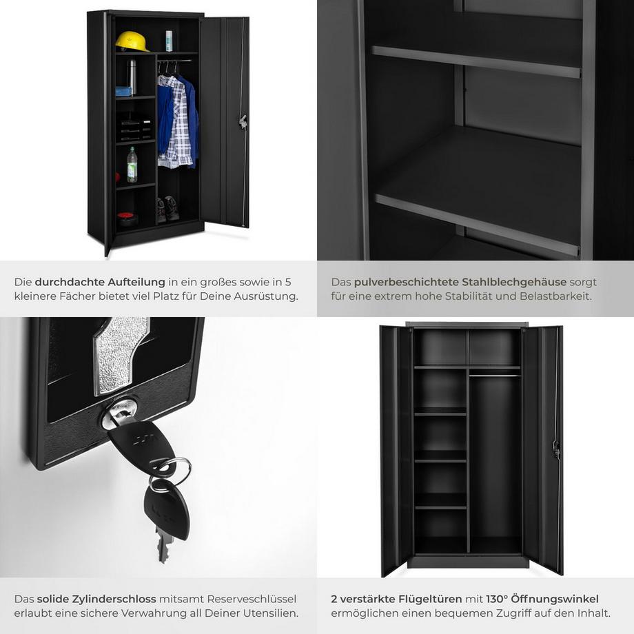 Tectake Spind  aus pulverbeschichtetem Stahl mit 2 Flügeltüren  
