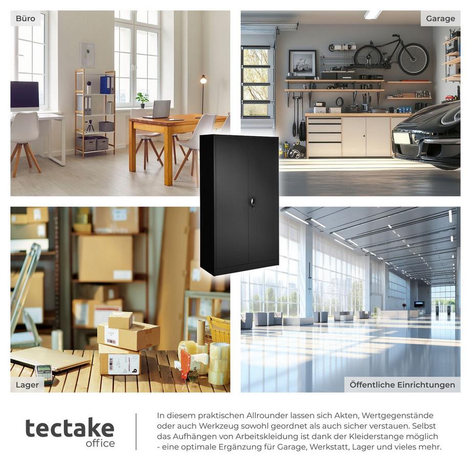 Tectake Spind  aus pulverbeschichtetem Stahl mit 2 Flügeltüren  