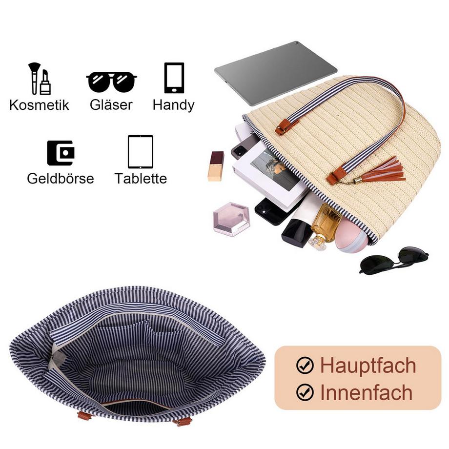 Only-bags.store Borsa da Spiaggia Estiva in Paglia  