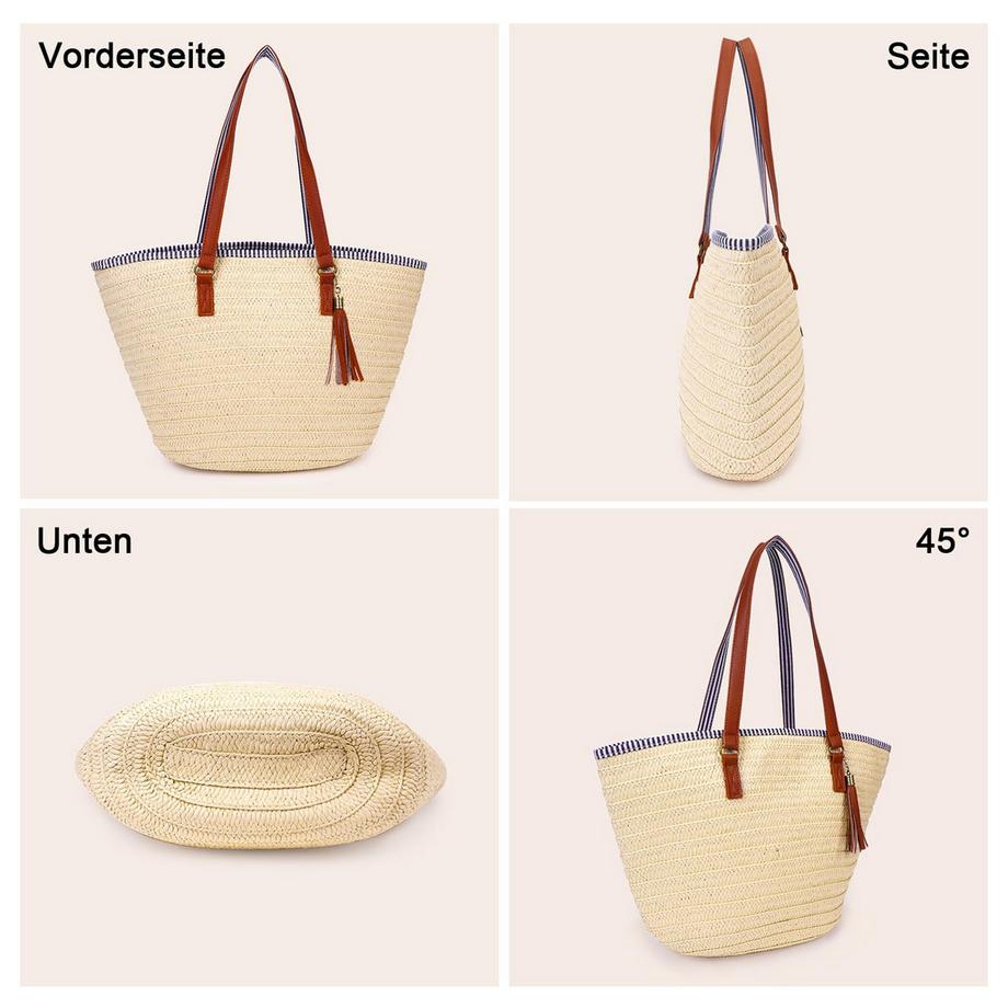 Only-bags.store Borsa da Spiaggia Estiva in Paglia  