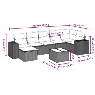 VidaXL Ensemble de canapés de jardin rotin synthétique  