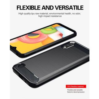 Cadorabo  Hülle für Samsung Galaxy A01 TPU Silikon Edelstahl-Karbonfaser Optik 