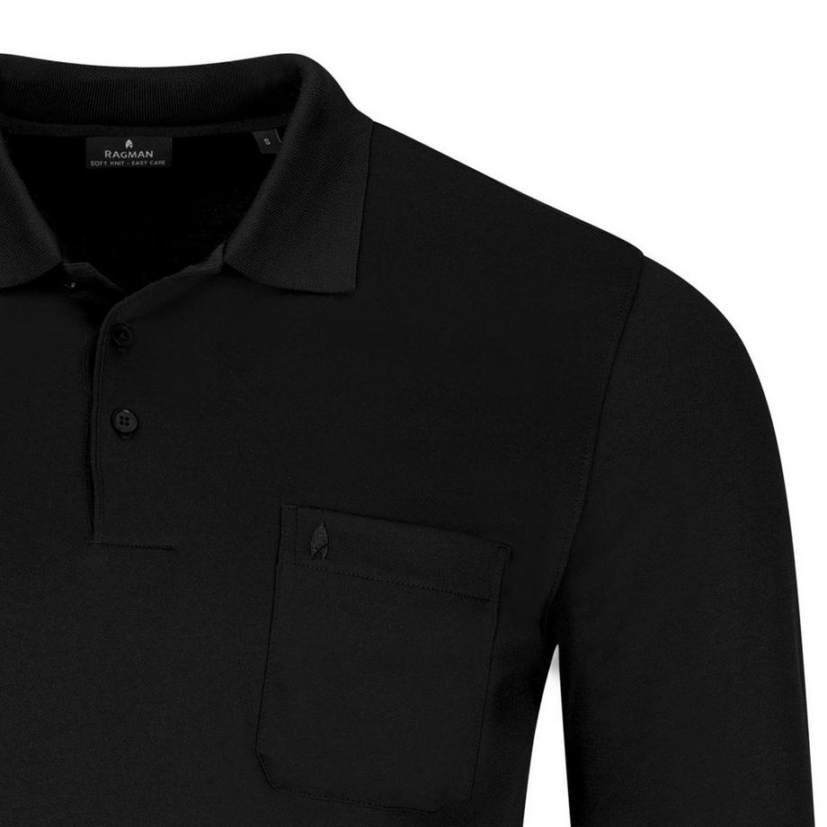 Ragman Polo  Confortable à porter-Soft Knit Polo Knopf Langarm  