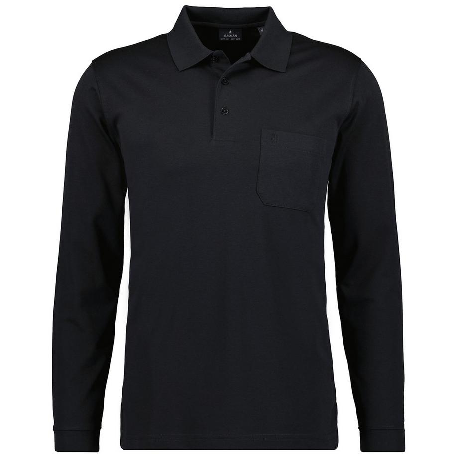 Poloshirt  Bequem sitzend-Soft Knit Polo Knopf Langarm