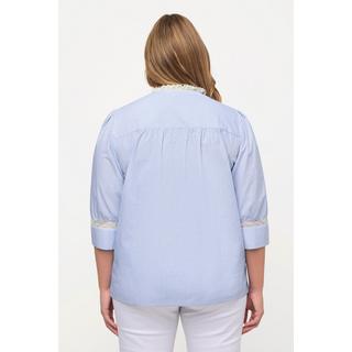 Ulla Popken  Bluse, Rüschenkragen, Spitze, V-Ausschnitt, 3/4-Arm 