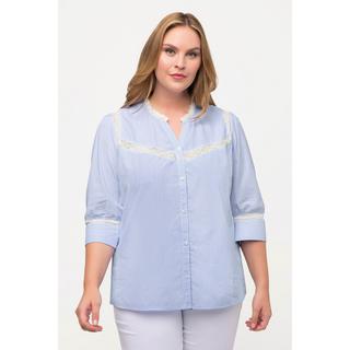 Ulla Popken  Bluse, Rüschenkragen, Spitze, V-Ausschnitt, 3/4-Arm 