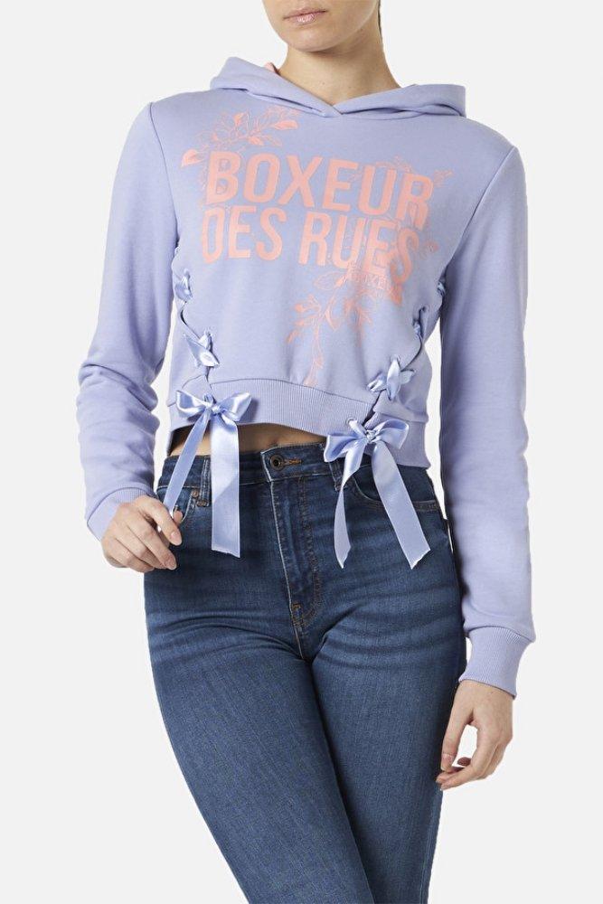 Image of Hooded Sweatshirt With Laces Damen Violett L
