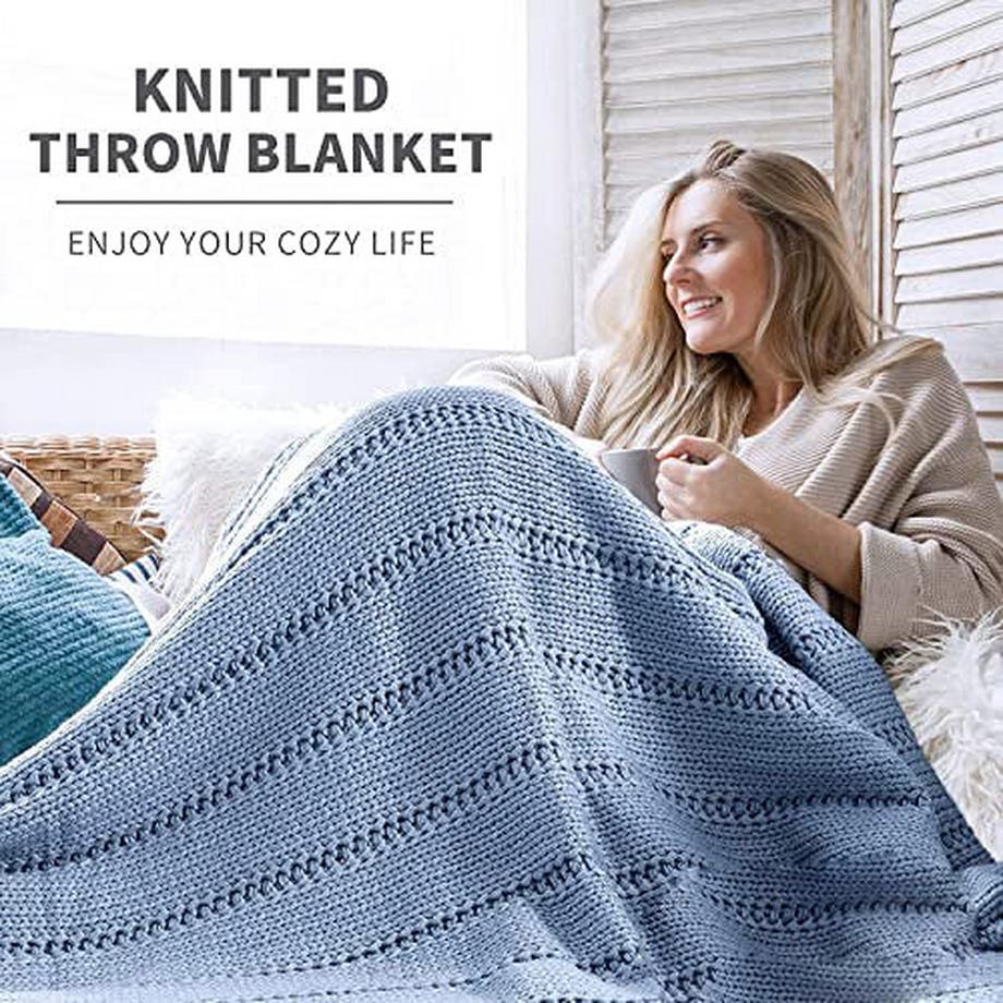 Alopini Couverture câline tricotée, couverture douce et chaude en tricot grossier, couverture de vie tricotée pour lit, canapé et canapé  