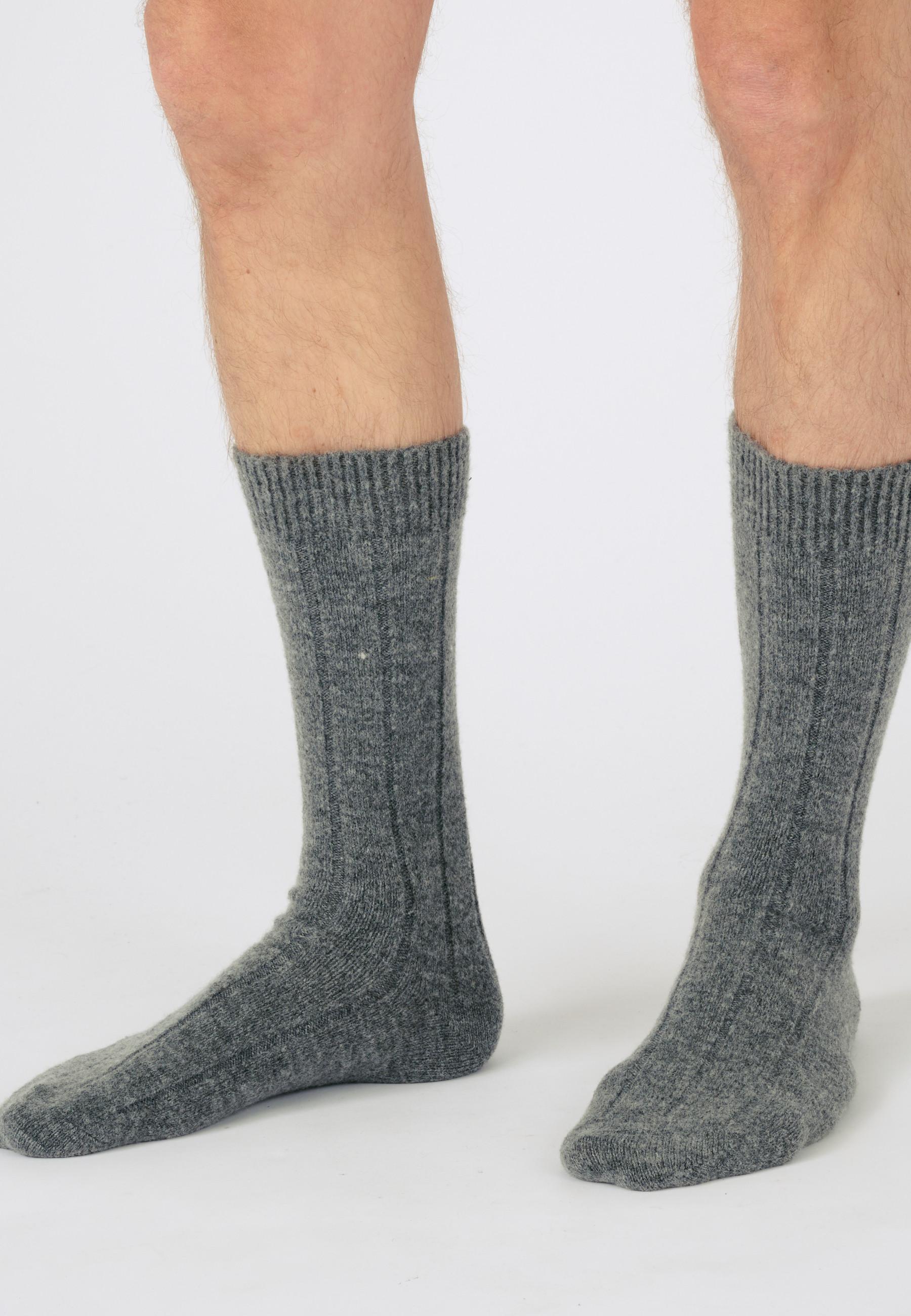 Image of Dicke, Warme, Flach Gerippte Socken Thermolactyl Herren Grau 45-47