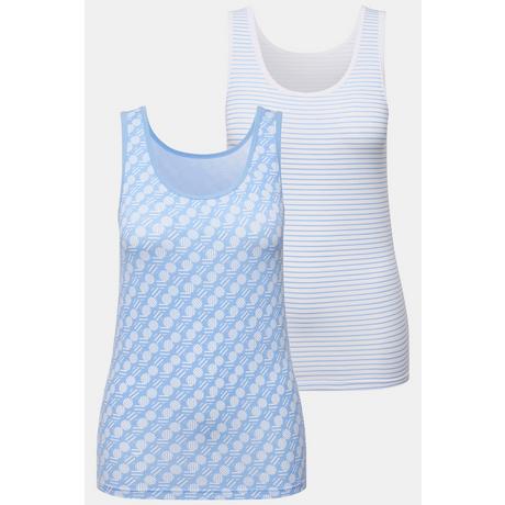 Ulla Popken  Tanktops, 2er-Pack, Ringel/ Kreise, Rundhals, ärmellos 