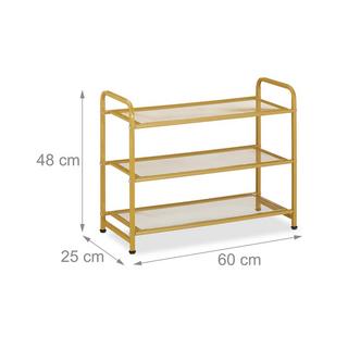 B2X Etagère à chaussures dorée en métal  