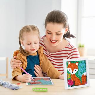 Activity-board  Peinture de diamants pour enfants avec cadre en bois, 5D DIY Diamond Painting Set, Color by Numbers Diamond Painting Kids 