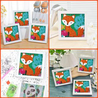 Activity-board  Peinture de diamants pour enfants avec cadre en bois, 5D DIY Diamond Painting Set, Color by Numbers Diamond Painting Kids 