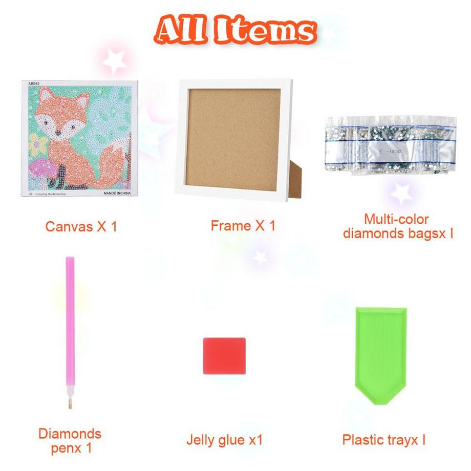 Activity-board  Diamant Malerei Kinder mit Holzrahmen, 5D DIY Diamant Malerei Set, Farbe nach Zahlen Diamant Malerei Kinder 