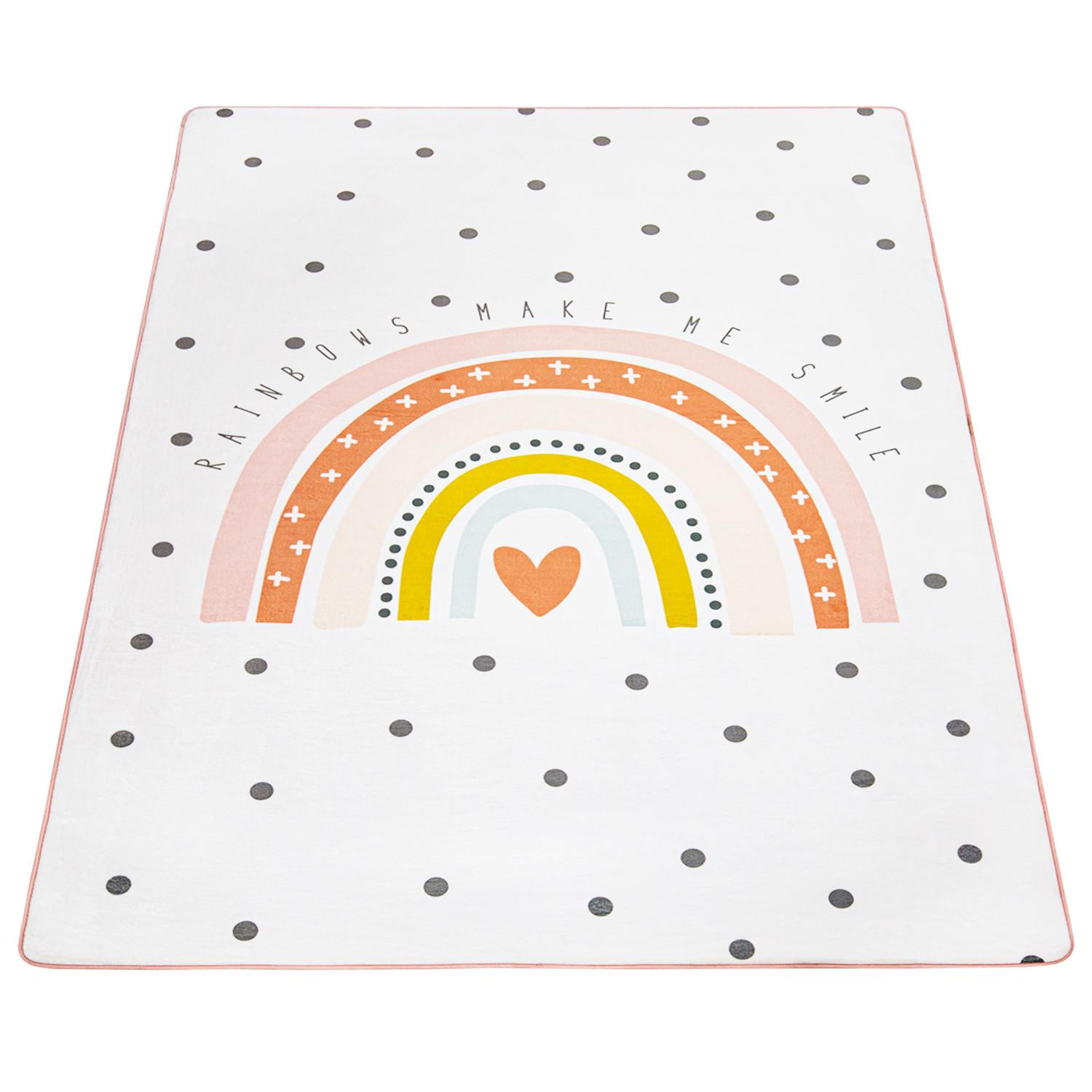 Paco Home Motif de coeur arc-en-ciel du tapis pour enfants  