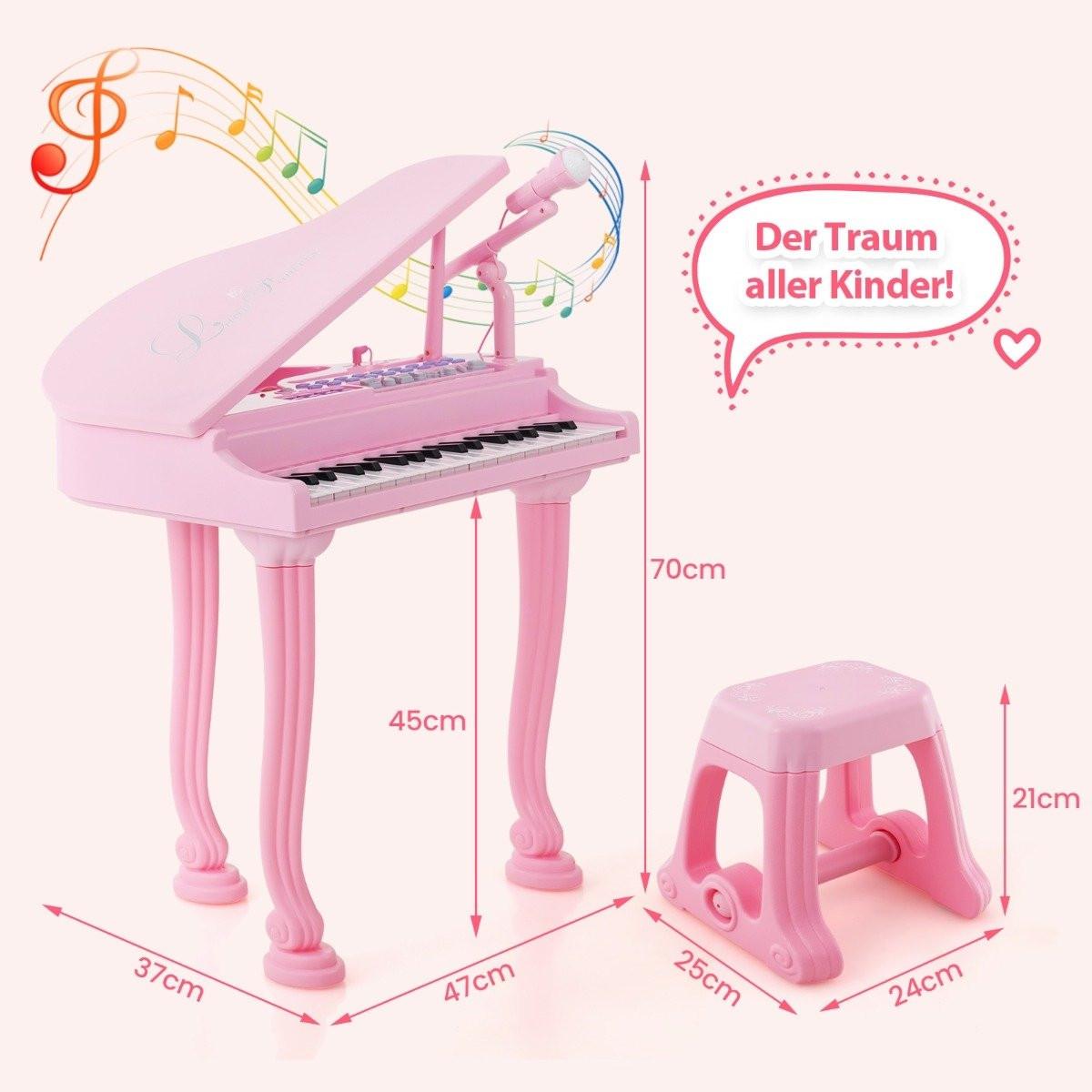 Northix  Kinder Keyboard mit 37 Tasten & Hocker Elektronische Klaviertastatur 47 x 37 x 70 cm Rosa 