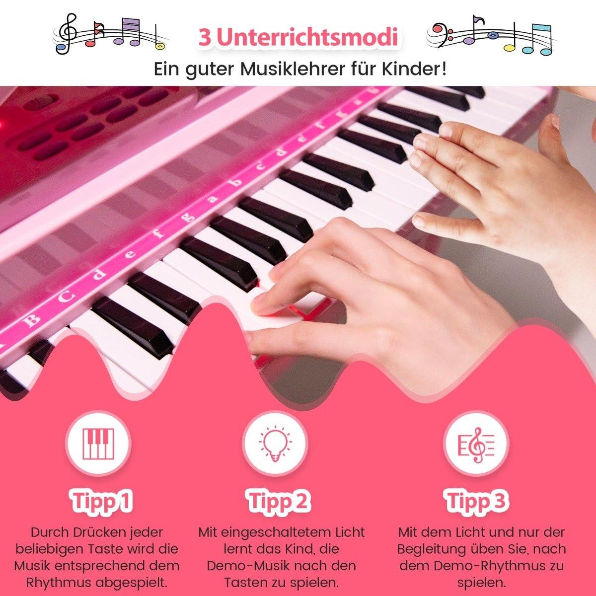 Northix  Kinder Keyboard mit 37 Tasten & Hocker Elektronische Klaviertastatur 47 x 37 x 70 cm Rosa 