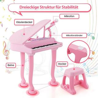 Northix  Kinder Keyboard mit 37 Tasten & Hocker Elektronische Klaviertastatur 47 x 37 x 70 cm Rosa 
