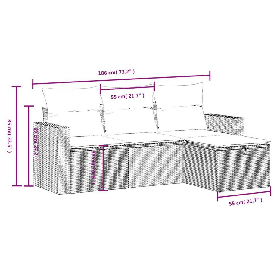 VidaXL set divano da giardino Polirattan  