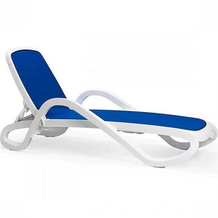 Chaise longue de jardin Alfa blanc bleu