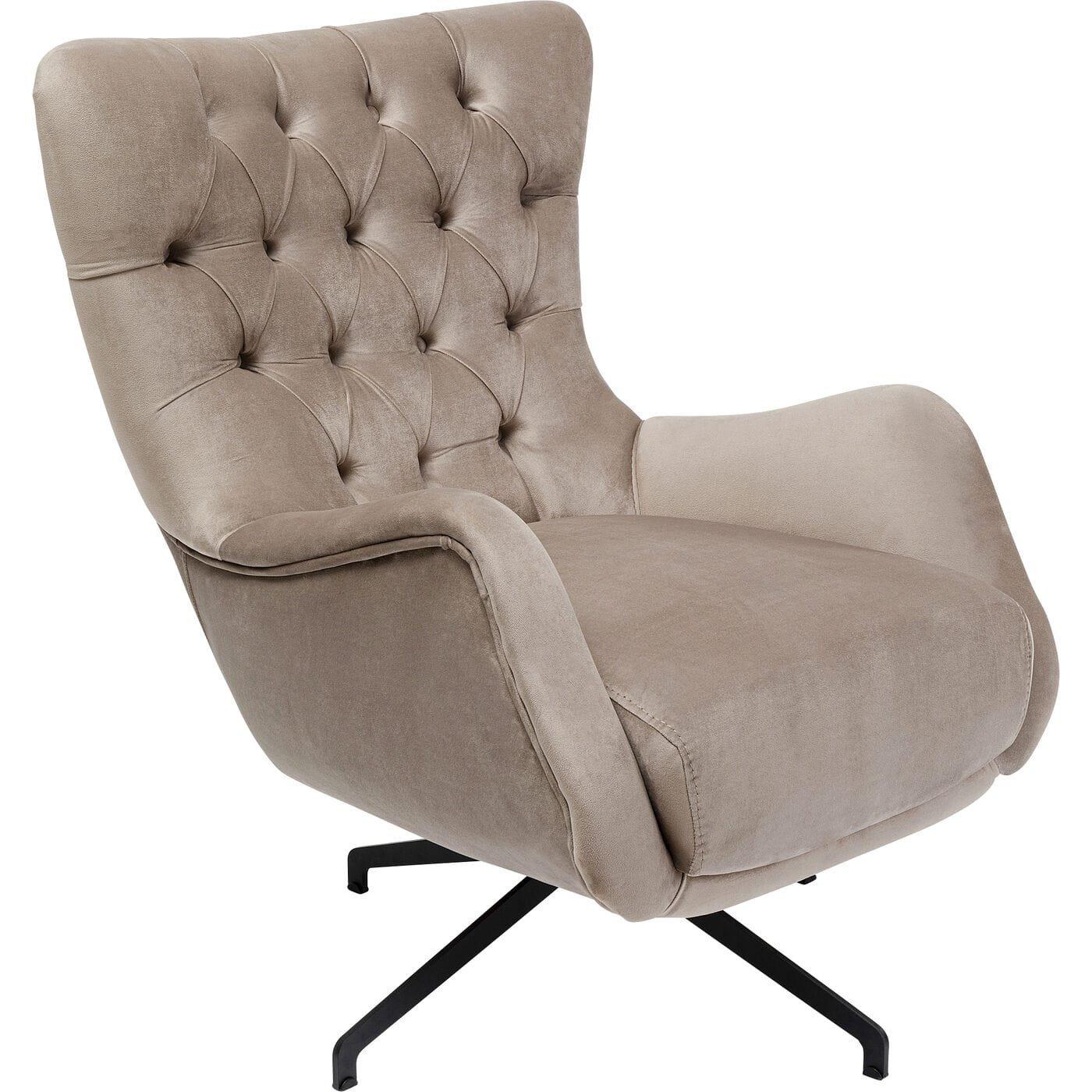 KARE Design Fauteuil pivotant Bellissima Velours beige  