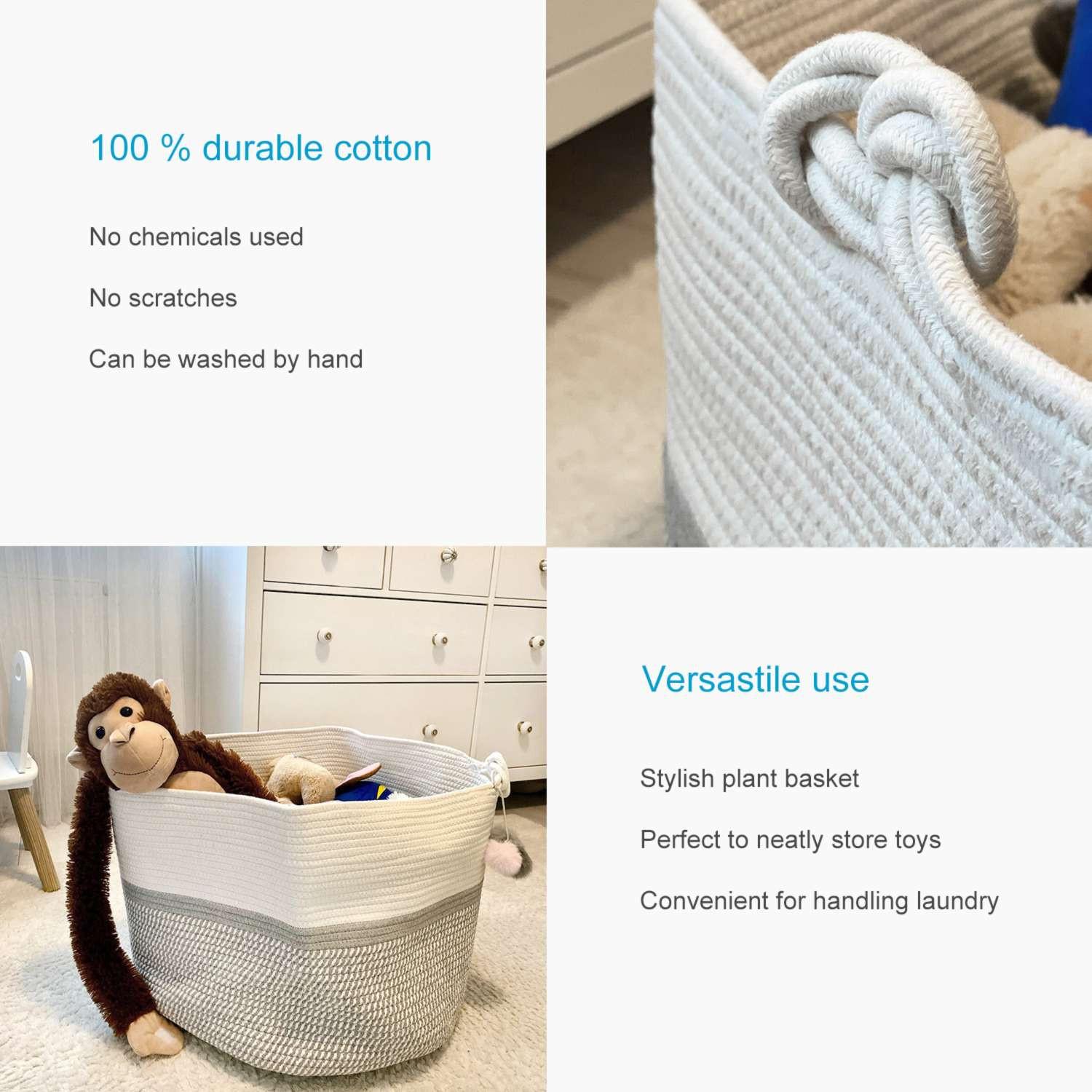 Intirilife Pflanzkorb Aufbewahrungskorb aus Baumwollseil  