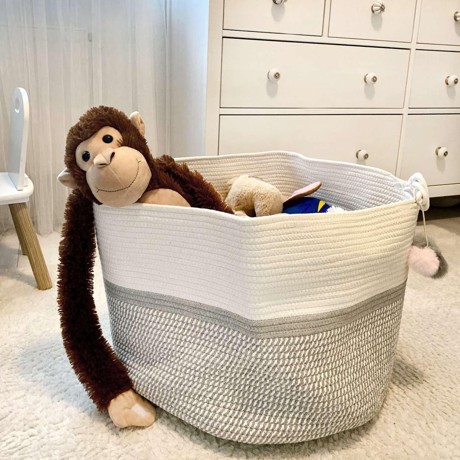 Intirilife Pflanzkorb Aufbewahrungskorb aus Baumwollseil  