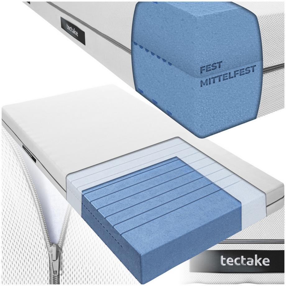 Tectake Matratze Sky verschiedene Größen Komfortschaum mit 2 Härtegraden (H2 & H3)  