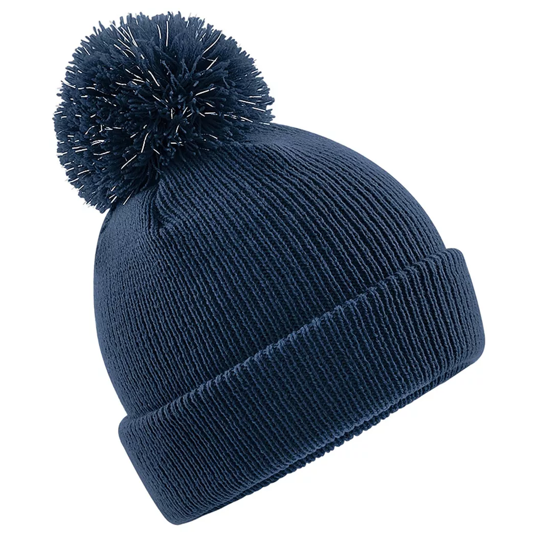 Beechfield - Reflective Beanie mit Bommel, Berretto con Pompon Riflettente, Onesize, Navy