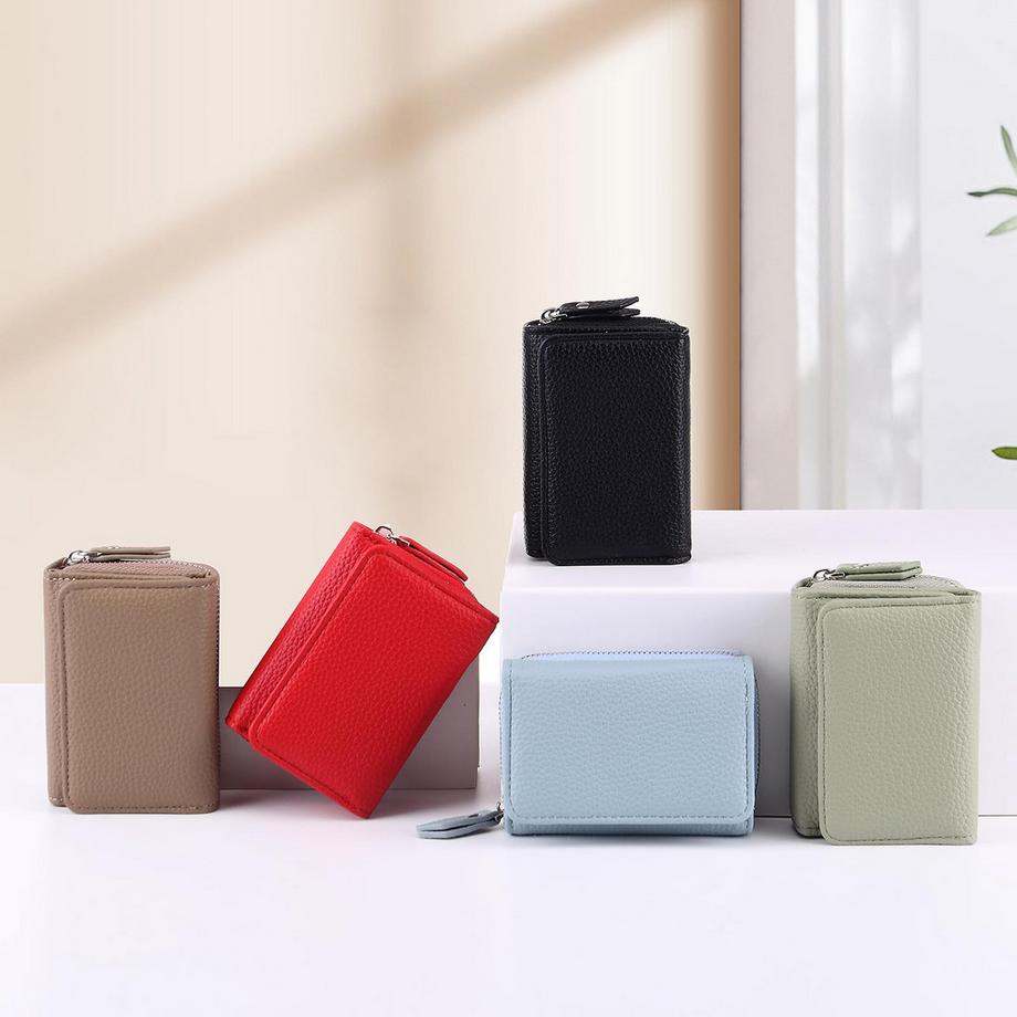 Only-bags.store Kleine Lederbrieftasche mit Reissverschluss  
